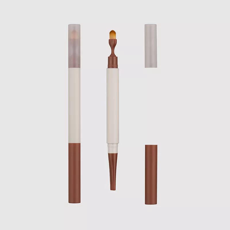 Pensil alis dual-ending dengan kemasan sikat datar miring