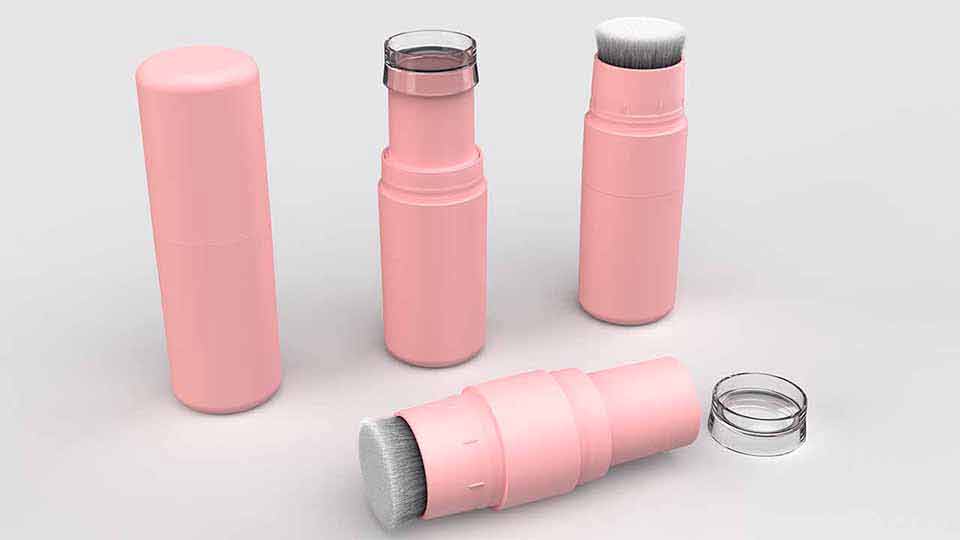Tabung stik bedak dengan kepala sikat